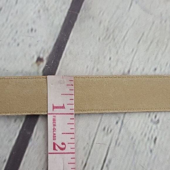 Vintage Tan Skinny Ostrich Print Classic Minimalist Belt - Picture 10 of 10